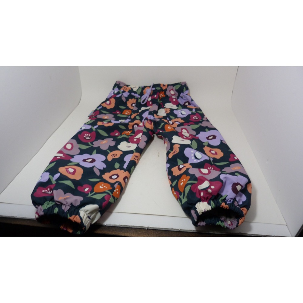 Jan & Jul Floral Fleece Lined Rain Pants Toddler 2T Navy Purple Orange Splash